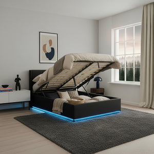 Tweepersoonsbed Tröstiar met matras en LED [en.casa]
