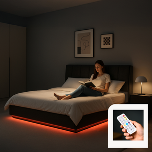 Tweepersoonsbed Tröstiar met matras en LED [en.casa]