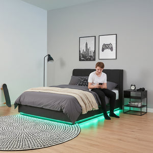 Tweepersoonsbed Tröstiar met matras en LED [en.casa]