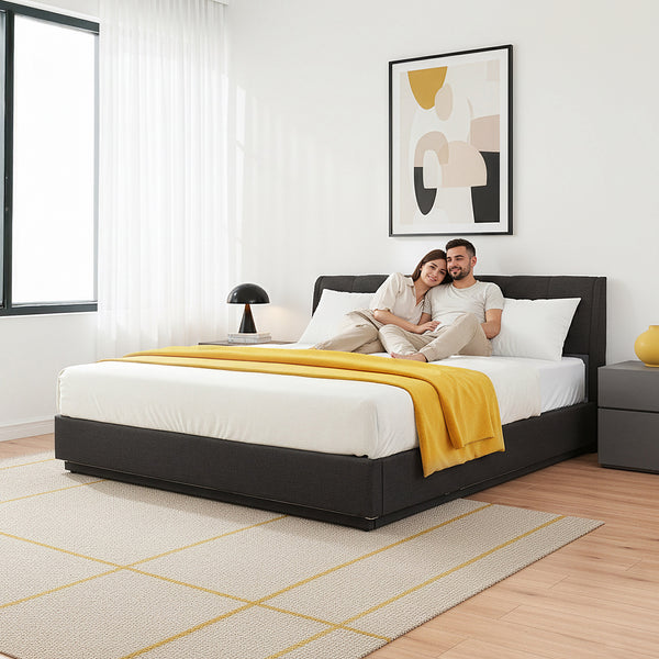 Tweepersoonsbed Tröstiar met matras en LED [en.casa]