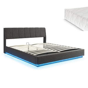 Tweepersoonsbed Tröstiar met matras en LED [en.casa]