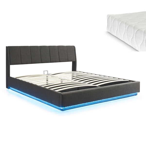 Tweepersoonsbed Tröstiar met matras en LED [en.casa]