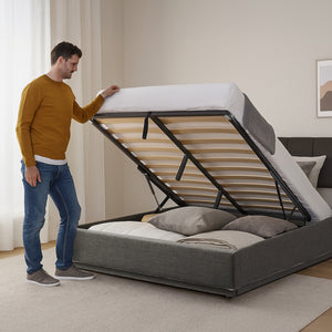 Tweepersoonsbed Tröstiar met matras en LED [en.casa]