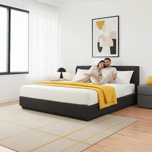 Tweepersoonsbed Tröstiar met matras en LED [en.casa]