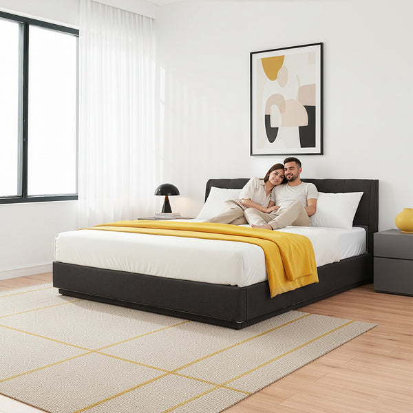 Tweepersoonsbed Tröstiar met matras en LED [en.casa]