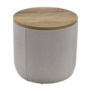 [en.casa] Table Basse Ronde avec Rangement Panneaux de Particules Textile Couleur Bois Gris 41 x 43 cm 