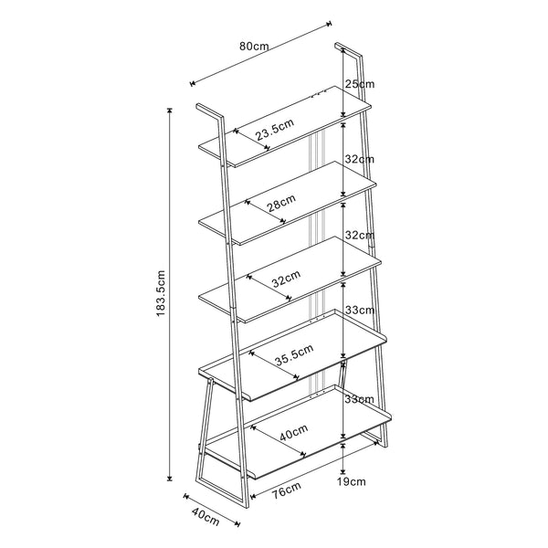 Staand rek Storfjord ladderplank zwart [en.casa]