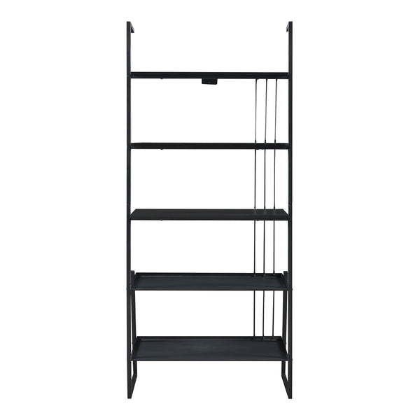 Staand rek Storfjord ladderplank zwart [en.casa]