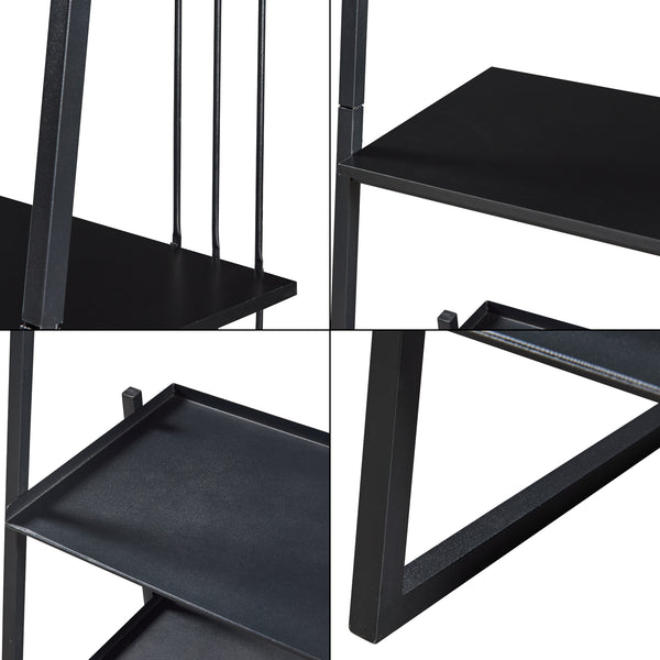 Staand rek Storfjord ladderplank zwart [en.casa]