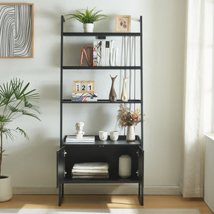 Staand rek Storfjord ladderplank zwart [en.casa]