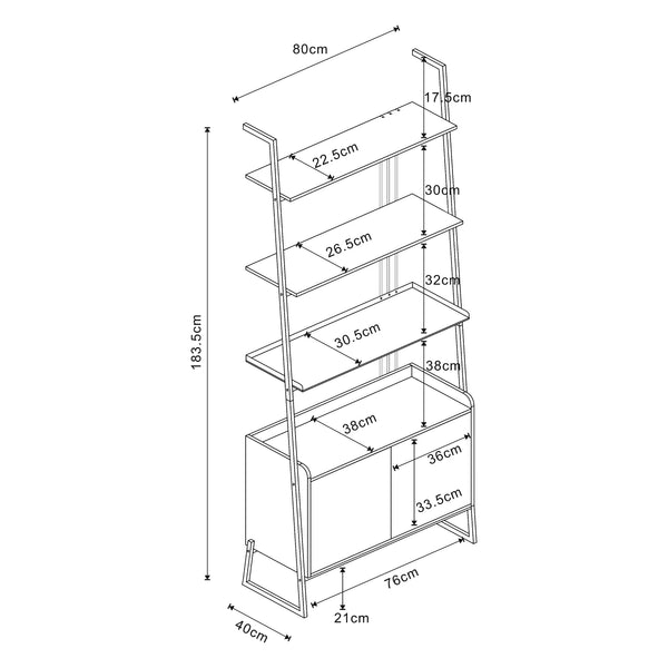 Staand rek Storfjord ladderplank zwart [en.casa]