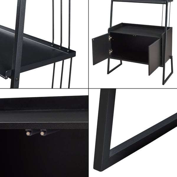 Staand rek Storfjord ladderplank zwart [en.casa]