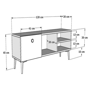 Meuble TV Nannestad à porte avec espace de rangement 45 x 120 x 30 cm [en.casa]