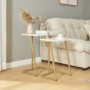 Lot de 2 tables basses gigognes Salem acier panneau de particules [en.casa]