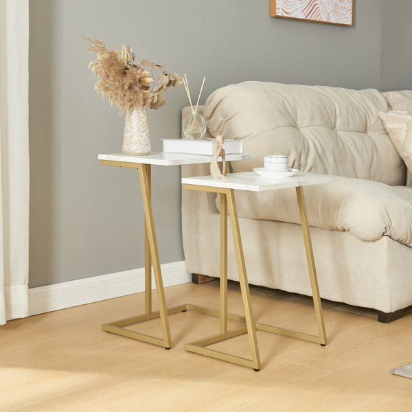 Lot de 2 tables basses gigognes Salem acier panneau de particules [en.casa]