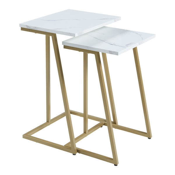 Lot de 2 tables basses gigognes Salem acier panneau de particules [en.casa]