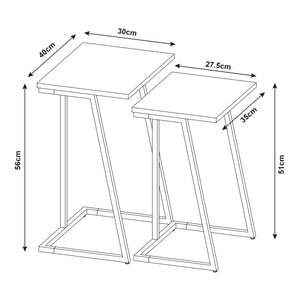 Lot de 2 tables basses gigognes Salem acier panneau de particules [en.casa]