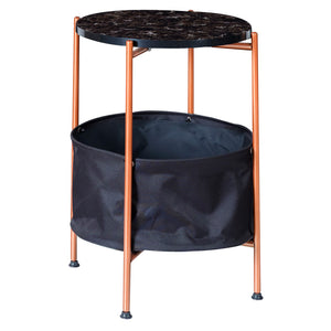 Table d'appoint Suonenjoki avec panier de rangement 59 x 47 cm [en.casa]