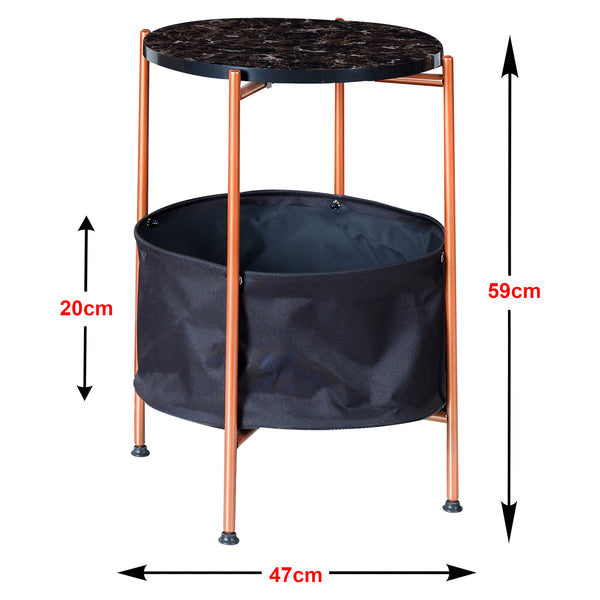 Table d'appoint Suonenjoki avec panier de rangement 59 x 47 cm [en.casa]