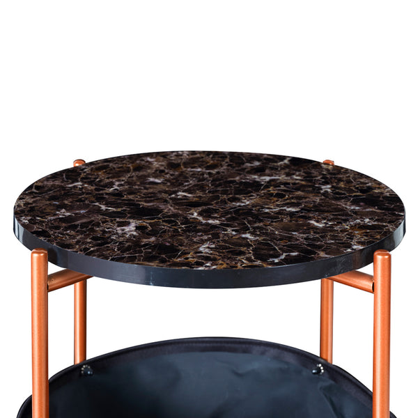 Table d'appoint Suonenjoki avec panier de rangement 59 x 47 cm [en.casa]