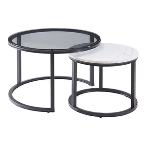 Set de 2 tables basses Kokkola rondes gigognes en verre [en.casa]