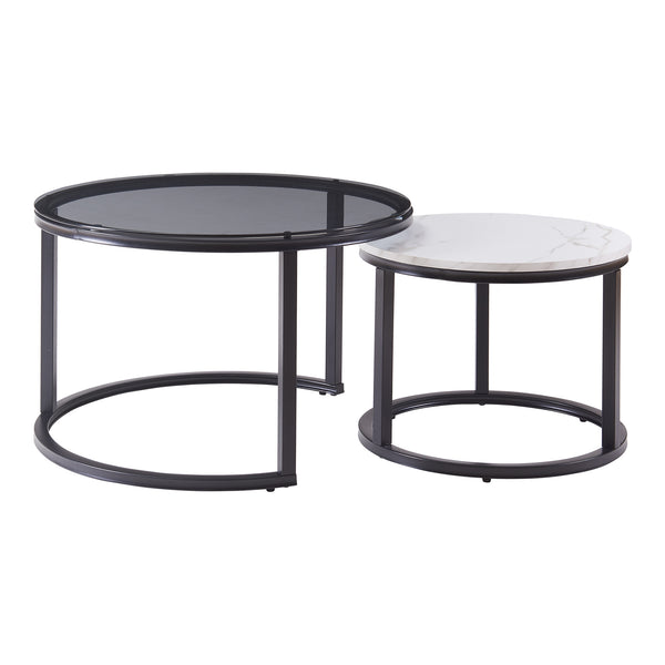 Set de 2 tables basses Kokkola rondes gigognes en verre [en.casa]