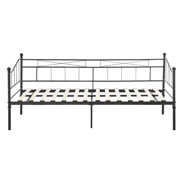 Cadre de Lit Simple Arjeplog Acier Laqué et Matelas à Mousse à Froid 90 x 200 cm [en.casa]