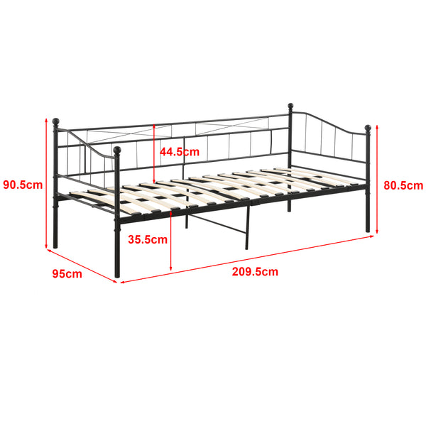 Cadre de Lit Simple Arjeplog Acier Laqué et Matelas à Mousse à Froid 90 x 200 cm [en.casa]