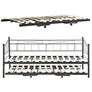 Lit gigogne en métal Skutskär 90x200 cm avec sommier à lattes [en.casa]