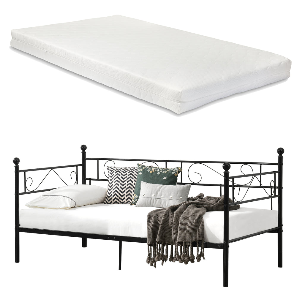 Divan Lit Simple Granda avec Matelas 90 x 200 Couleurs différentes [en.casa]