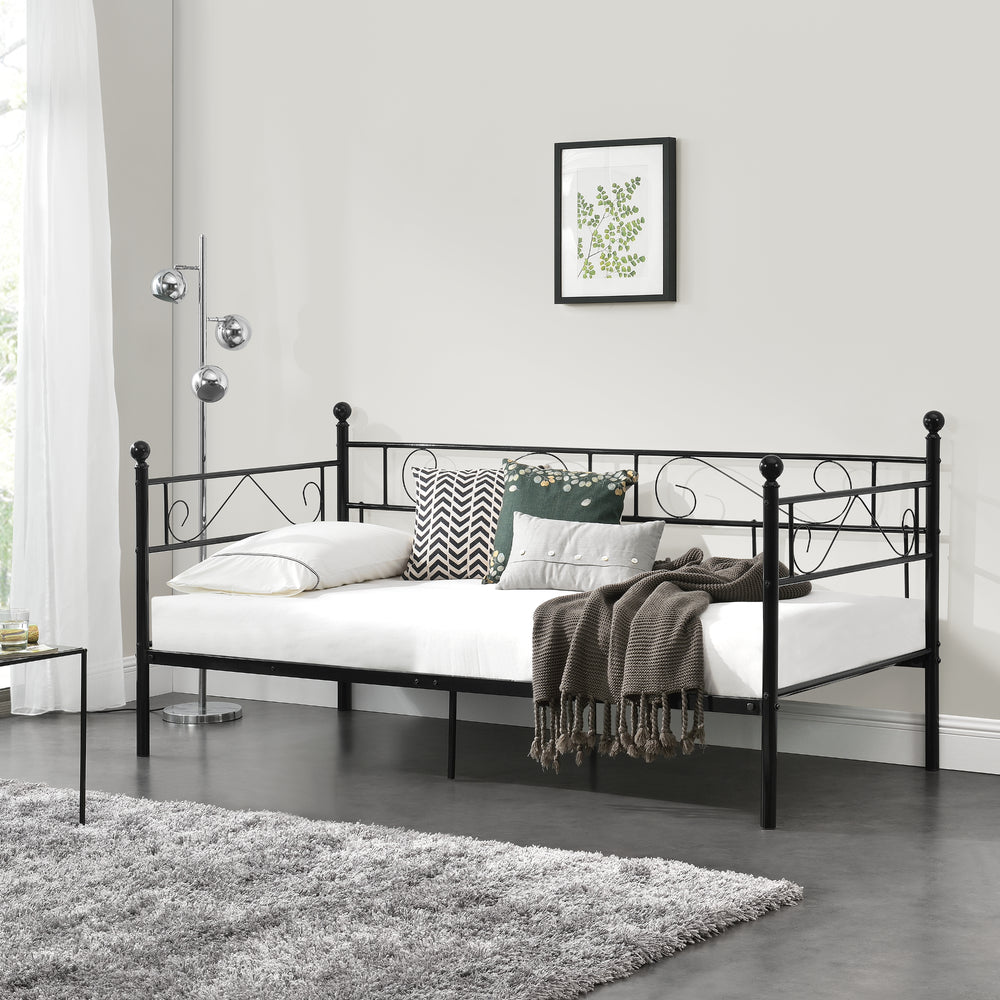 Eenpersoons slaapbank of 3-zitsbank 200x90 cm metaal - 2 kleuren