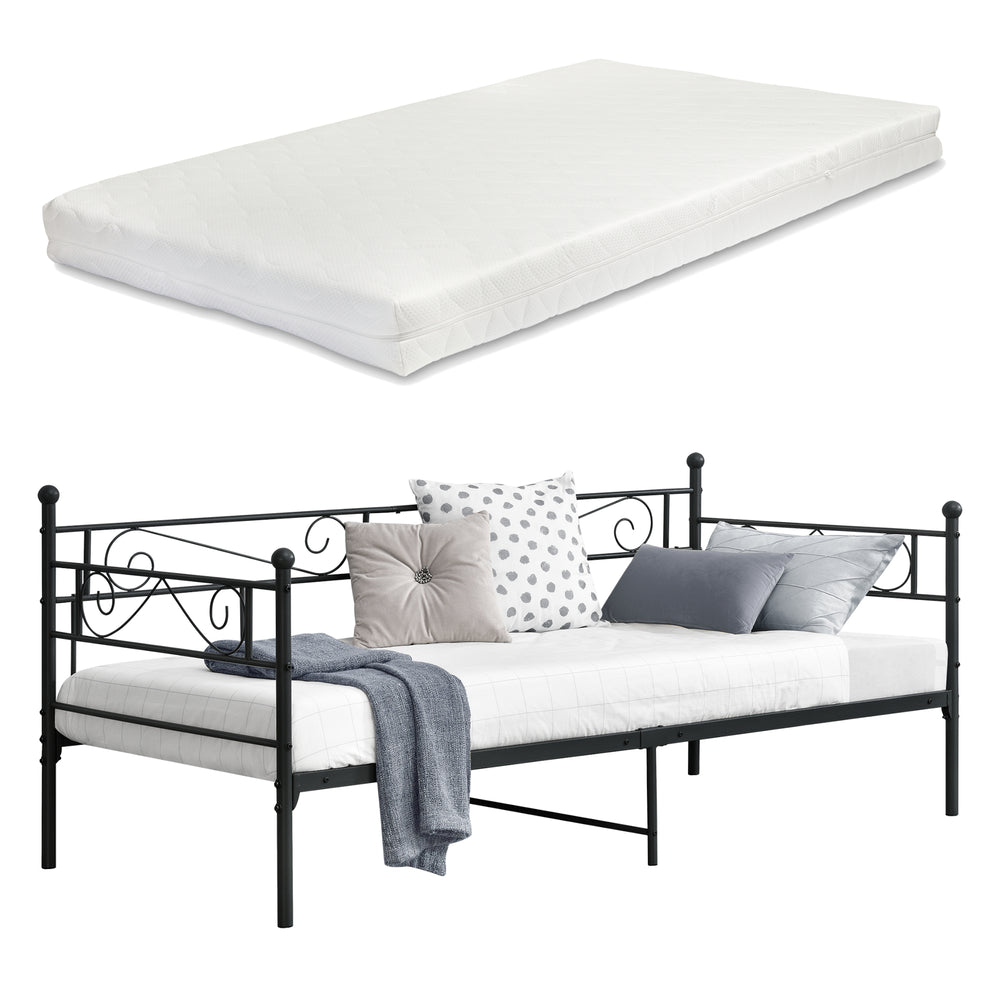 Lit en métal Kerava 90x200 cm avec matelas en mousse froide, différentes couleurs en.casa - premiumXL