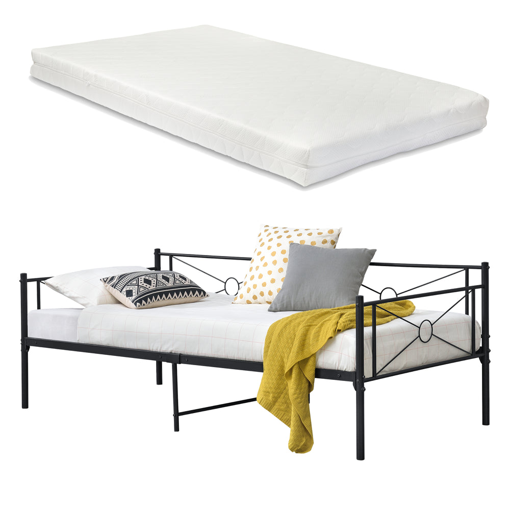 Cadre de Lit Simple Alvesta en Métal Matelas 90x200 cm [en.casa][neu.haus]