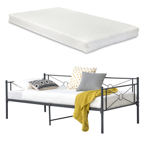 Cadre de Lit Simple Alvesta en Métal Matelas 90x200 cm [en.casa][neu.haus]
