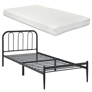 Cadre de Lit avec Matelas Hanko Plusieurs tailles Noir Mat [en.casa][neu.haus]