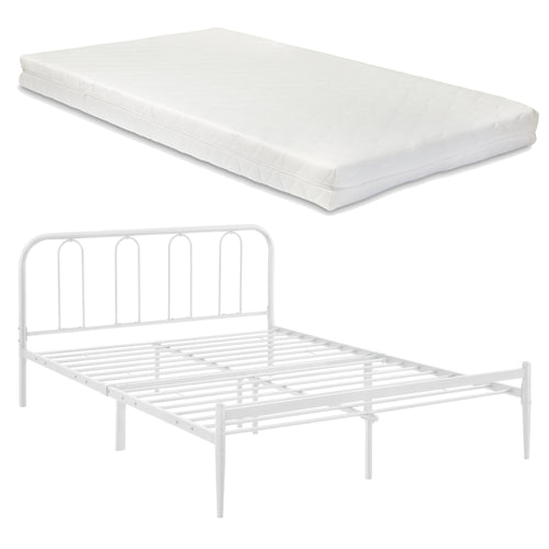 Cadre de Lit en Métal Hanko avec Matelas Blanc Mat [en.casa] [neu.haus]