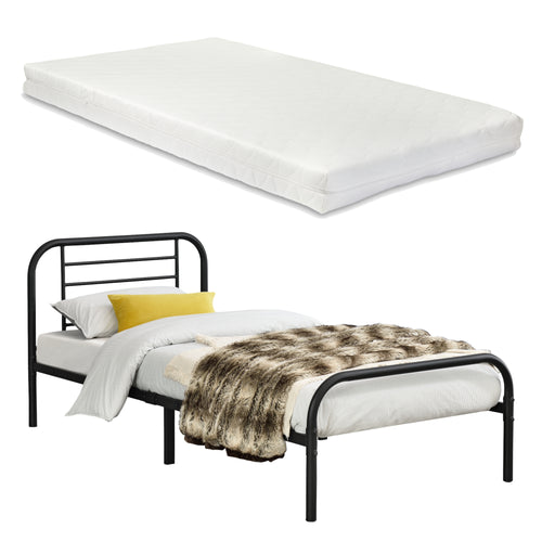 Cadre de Lit Atammik en Métal Matelas Plusieurs tailles Noir [neu.haus] [en.casa]