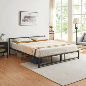 Lit en métal Meran acier noir [en.casa] - premiumXL