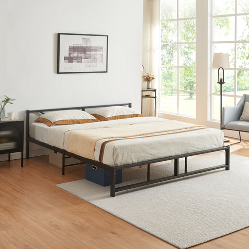 Lit en métal Meran acier noir [en.casa] - premiumXL