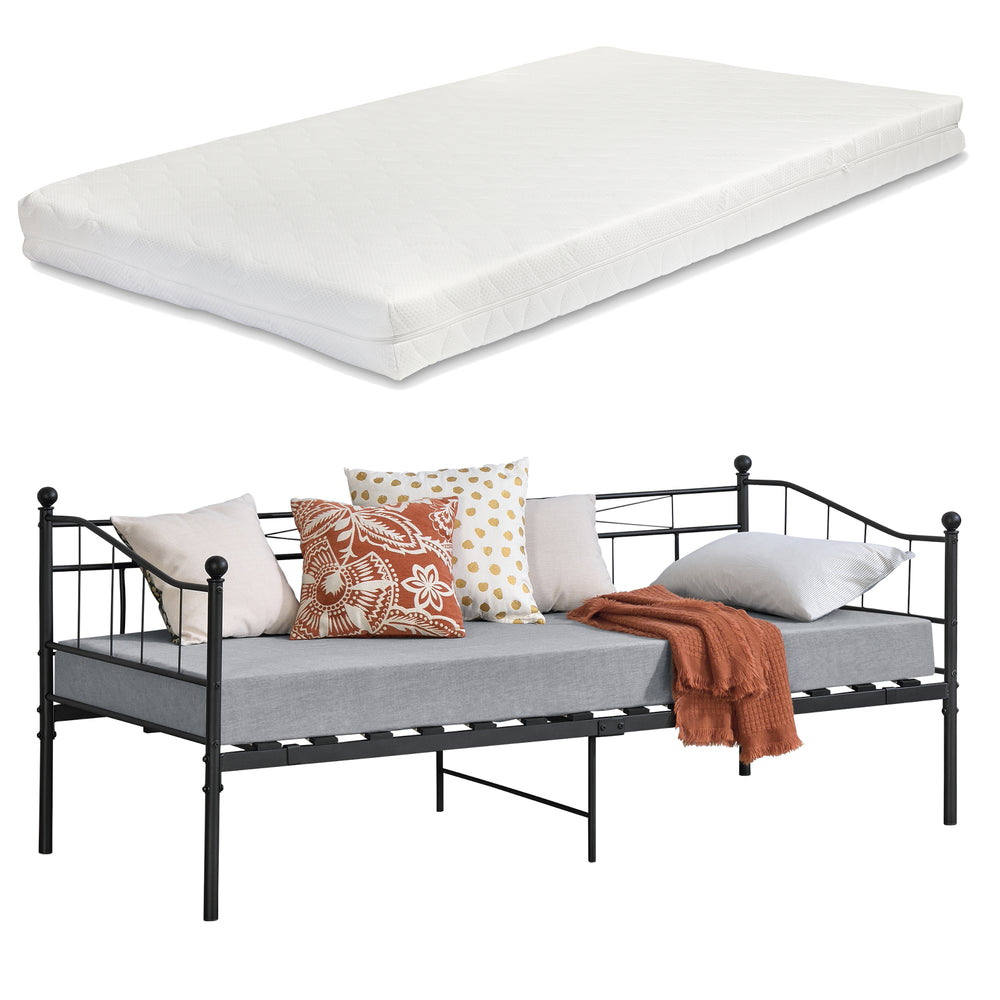 Lit en métal Arjeplog 90x200cm avec matelas diff. coloris en.casa - premiumXL