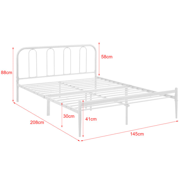 Cadre de Lit en Métal Hanko avec Matelas Blanc Mat [en.casa] [neu.haus]
