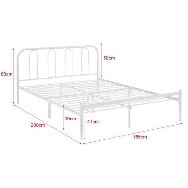 Cadre de Lit en Métal Hanko avec Matelas Blanc Mat [en.casa] [neu.haus]