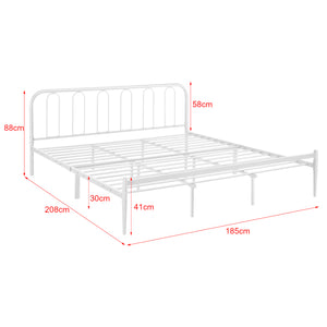 Cadre de Lit en Métal Hanko avec Matelas Blanc Mat [en.casa] [neu.haus]