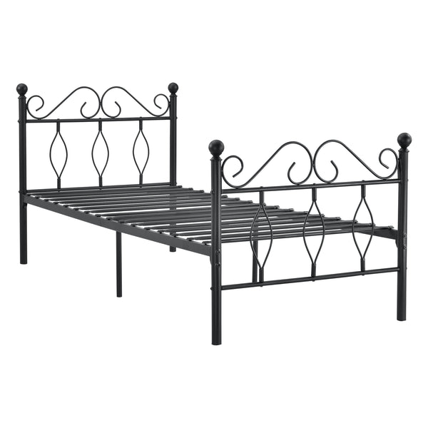 Cadre de Lit Apolda en Métal Plusiers tailles Noir Mat [en.casa]