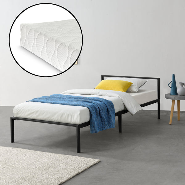 Metalen bedframe Zeus met bedbodem en matras - verschillende maten en kleuren