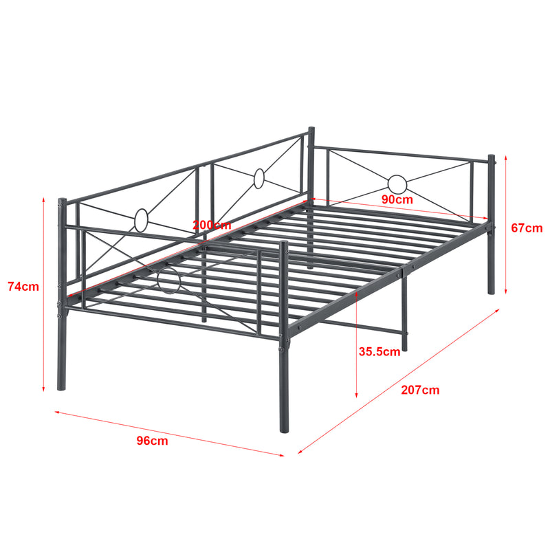 Maatschets Metalen bed Alvesta bedframe met bedbodem 90x200 cm - 3 varianten