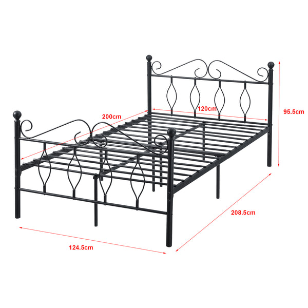 Cadre de Lit Apolda en Métal avec Matelas Plusieurs tailles Noir [en.casa]