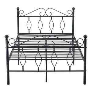 Cadre de Lit Apolda en Métal avec Matelas Plusieurs tailles Noir [en.casa]