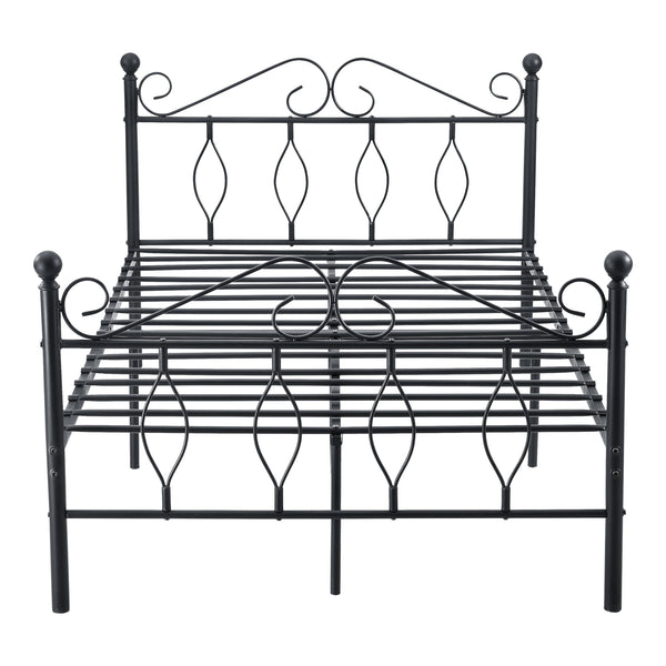 Cadre de Lit Apolda en Métal avec Matelas Plusieurs tailles Noir [en.casa]