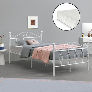 Cadre de Lit Apolda en Métal Matelas Plusieurs tailles Blanc Mat [en.casa][neu.haus]